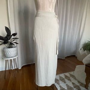 Free People Faux Wrap Ribbed Midi Skirt